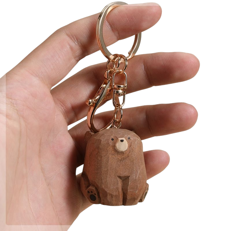 🐻【手工木雕小熊】可愛療癒系鑰匙扣 辦公室治癒系小熊掛件 汽車鑰匙圈 書包吊飾 療癒小物 禮物-細節圖10