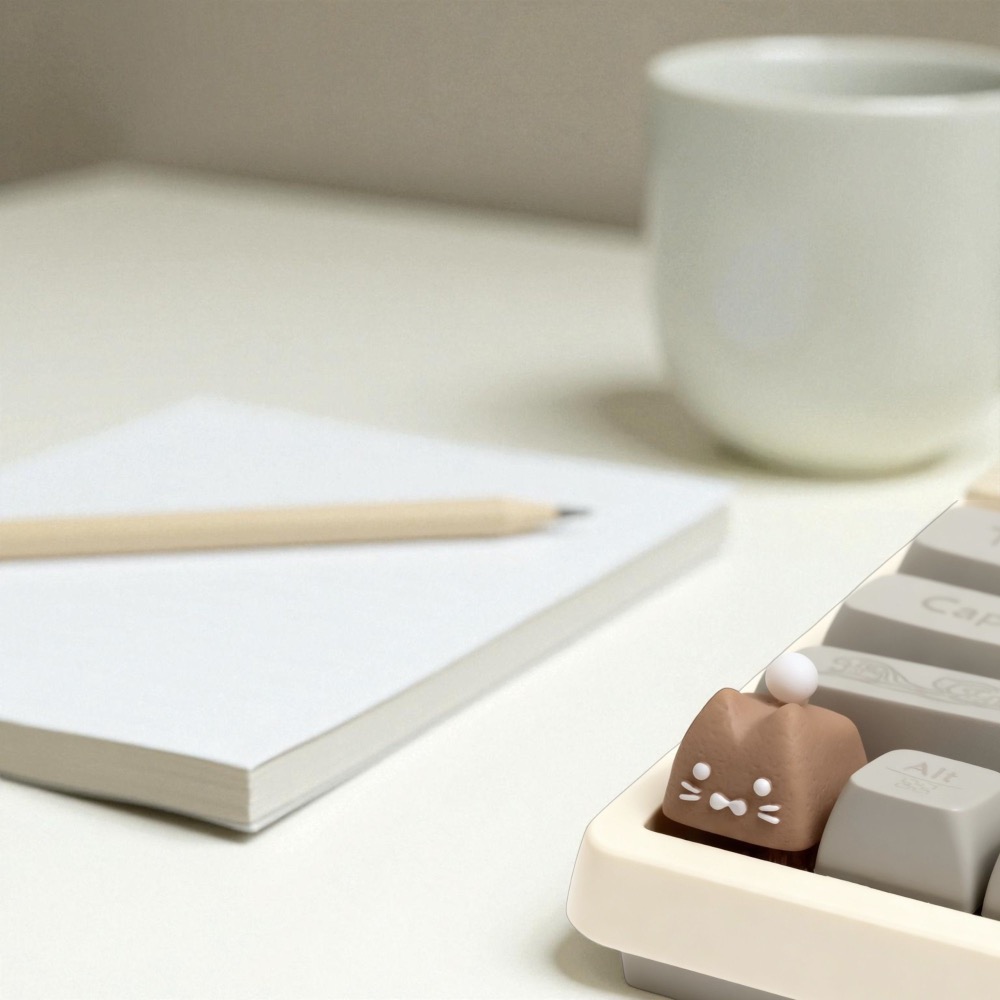 ✨【曲奇小貓鍵帽】甜點貓 立體樹脂鍵帽 手工塗裝 餅乾貓 Esc 鍵盤裝飾 貓奴療癒小物-細節圖5