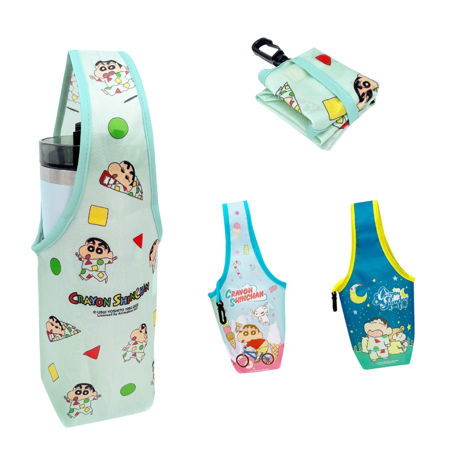 FN.正版授權 蠟筆小新 折疊收納式杯袋、手提飲料袋-細節圖2