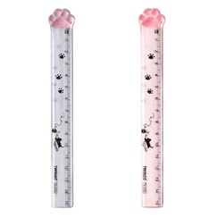 FY.軟萌可愛造型猫爪直尺、繪圖測量尺透明帶閃粉 15cm-細節圖8