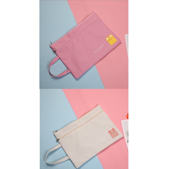 EY.雙層可愛卡通貓咪&動物印花牛津布手提帆布文件袋.A4文具收納袋-細節圖6