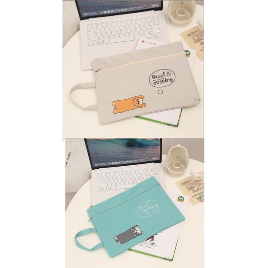 EY.雙層可愛卡通貓咪&動物印花牛津布手提帆布文件袋.A4文具收納袋-細節圖9