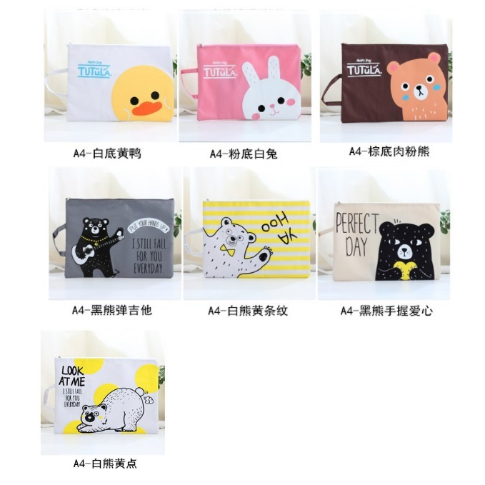 DY.韓國卡通印花牛津布手提帆布文件袋.A4文具收納袋.A4文件袋-細節圖2