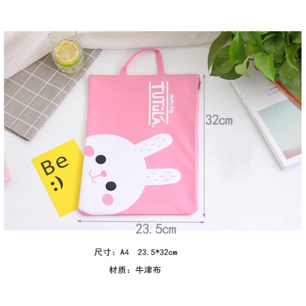 DY.韓國卡通印花牛津布手提帆布文件袋.A4文具收納袋.A4文件袋-細節圖3
