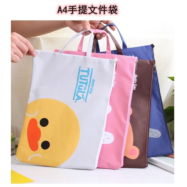 DY.韓國卡通印花牛津布手提帆布文件袋.A4文具收納袋.A4文件袋-細節圖7