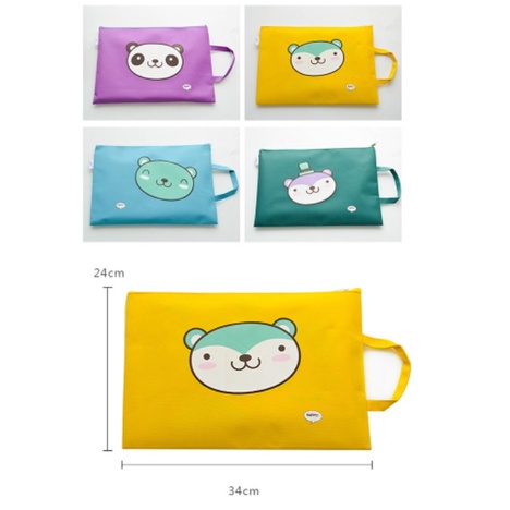 AY.韓版卡通大頭動物印花牛津布手提帆布文件袋.A4文具收納袋-細節圖2