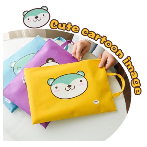 AY.韓版卡通大頭動物印花牛津布手提帆布文件袋.A4文具收納袋-細節圖4