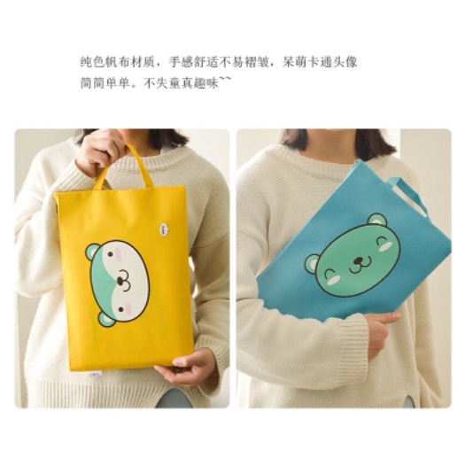 AY.韓版卡通大頭動物印花牛津布手提帆布文件袋.A4文具收納袋-細節圖5