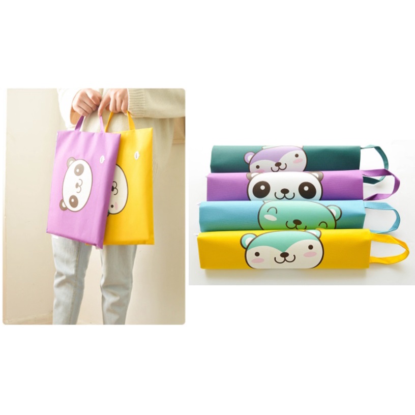 AY.韓版卡通大頭動物印花牛津布手提帆布文件袋.A4文具收納袋-細節圖6