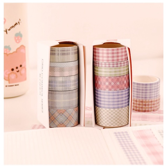 GY.鹽系基礎手帳膠帶套裝、小清新可愛手帳裝飾貼紙 6卷/盒-細節圖4