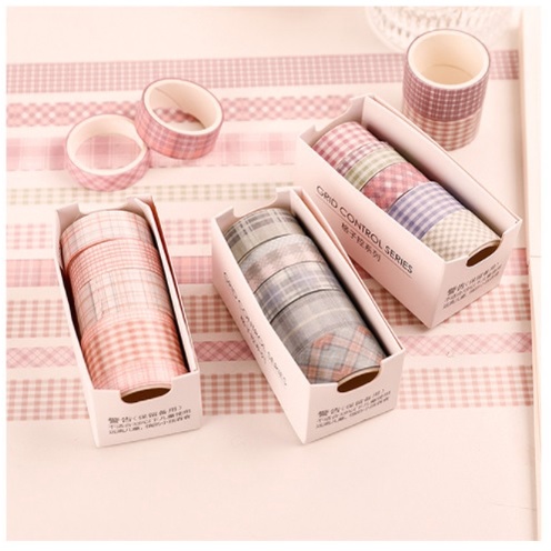 GY.鹽系基礎手帳膠帶套裝、小清新可愛手帳裝飾貼紙 6卷/盒-細節圖5