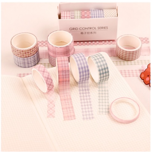 GY.鹽系基礎手帳膠帶套裝、小清新可愛手帳裝飾貼紙 6卷/盒-細節圖7