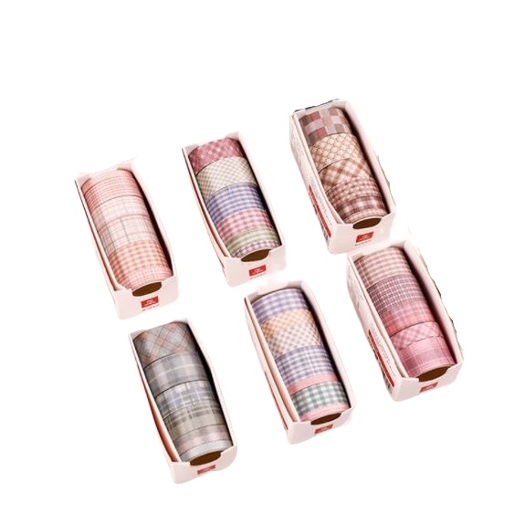 GY.鹽系基礎手帳膠帶套裝、小清新可愛手帳裝飾貼紙 6卷/盒-細節圖8