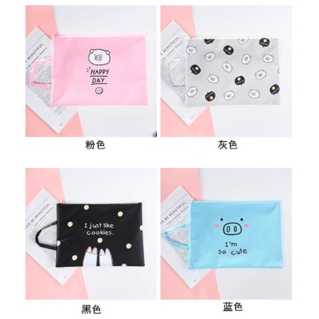 AY.可愛卡通豬豬印花牛津布手提帆布文件袋.A4文具收納袋.A4文件袋-細節圖4