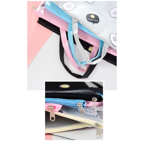 AY.可愛卡通豬豬印花牛津布手提帆布文件袋.A4文具收納袋.A4文件袋-細節圖7