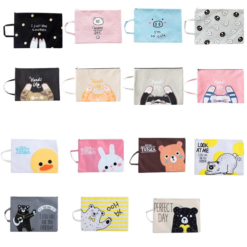 AY.可愛卡通豬豬印花牛津布手提帆布文件袋.A4文具收納袋.A4文件袋-細節圖9