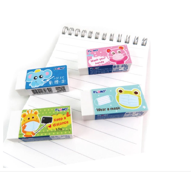 FN.【富樂夢】環保橡皮擦 白色標準型(中)  可愛動物圖 防疫 台灣製無塑化劑|ER-AN24A-細節圖3