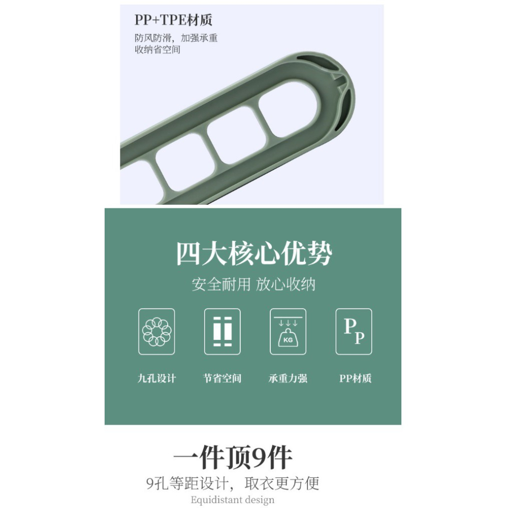 HY.Ж 魔術 九合一晾衣架、衣架、九孔收納神器(顏色隨機)◇-細節圖6