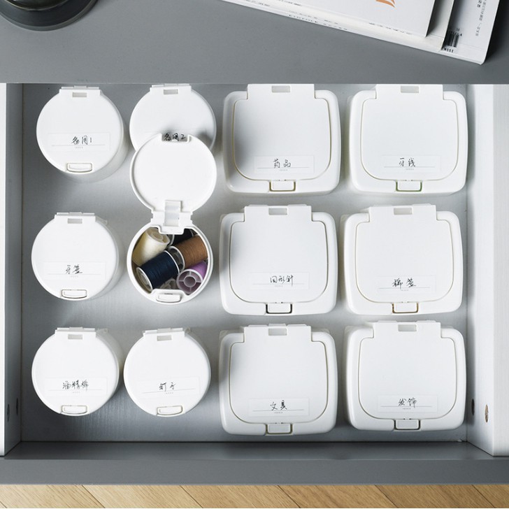 DY.無印風白色彈蓋收納盒 .小物收納盒.彈窗式-細節圖3