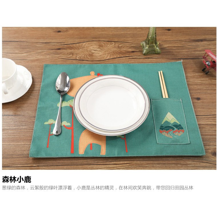 AY.日式卡通印花棉麻布藝餐桌墊、可折疊防水歐式西餐餐墊-細節圖6