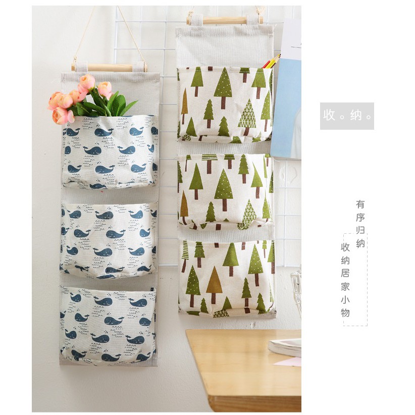CY.Ж 清新風布藝棉麻三層掛袋.門後收納袋.收納籃.衣櫃衣物小物收納籃.置物籃.收納盒◇-細節圖4