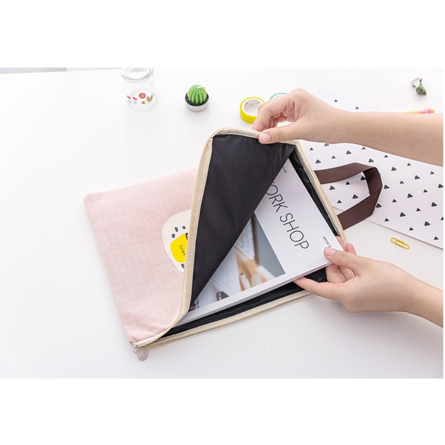 DY.Ж 韓版小清新仙人掌印花帆布手提文件袋.A4文具收納袋.資料袋.檔案袋◇-細節圖6