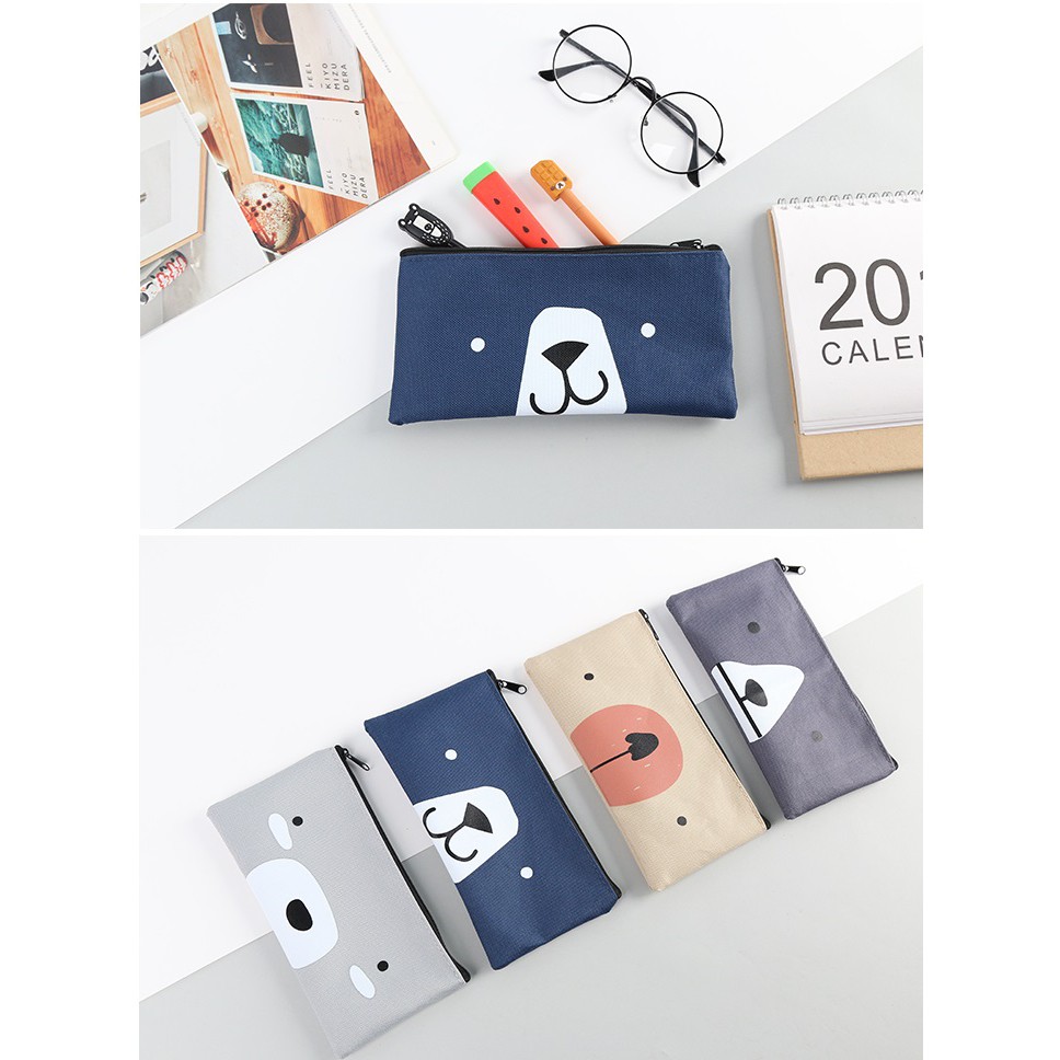 BY.Ж 韓版熊熊熊簡約帆布筆袋.收納袋.鉛筆盒.文具袋◇-細節圖4