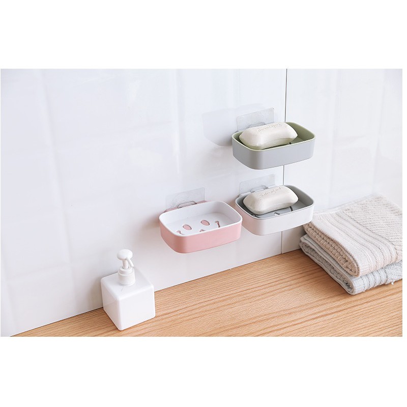 GY.Ж 無痕貼吸壁式雙層笑臉肥皂盒.壁掛免釘.可瀝水肥皂架.置物架.香皂架 .瀝水皂盒◇-細節圖2