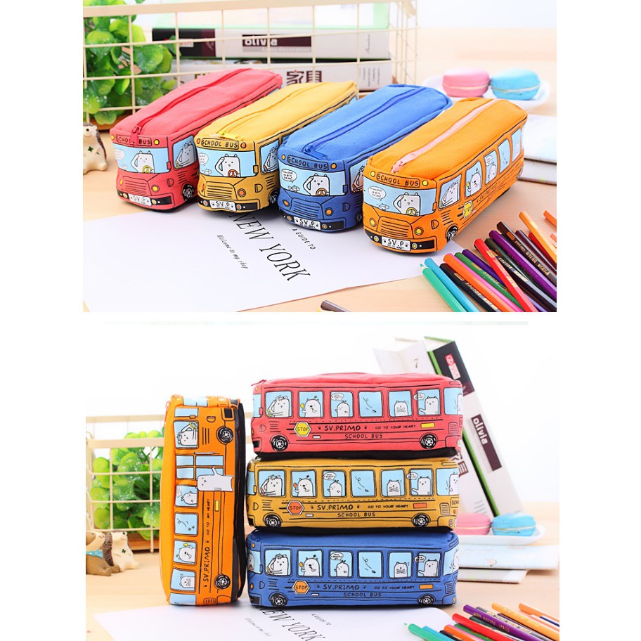 CY.Ж 韓版可愛動物巴士帆布筆袋、鉛筆盒、文具盒◇-細節圖7