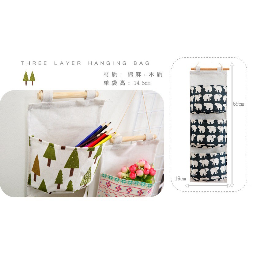 CY.Ж 清新風布藝棉麻三層掛袋.門後收納袋.收納籃.衣櫃衣物小物收納籃.置物籃.收納盒◇-細節圖2