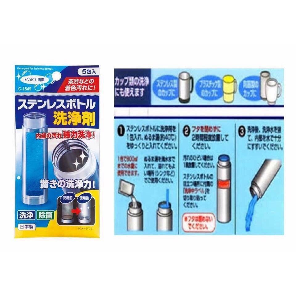BY.Ж 日本製 不銹鋼保溫瓶清潔粉-5g*5包 4984324015499◇-細節圖2