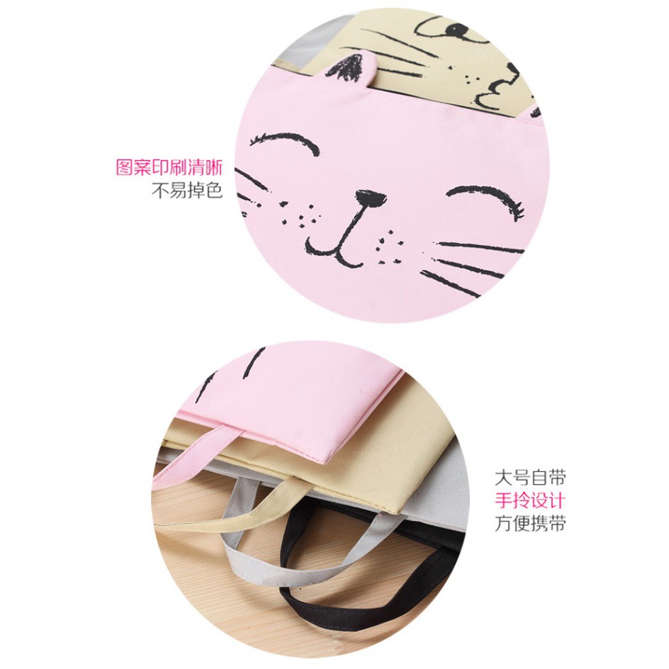 AY.Ж 可愛卡通貓咪印花牛津布手提帆布文件袋.A4文具收納袋◇-細節圖6