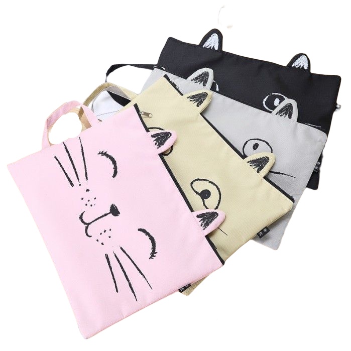 AY.Ж 可愛卡通貓咪印花牛津布手提帆布文件袋.A4文具收納袋◇-細節圖7