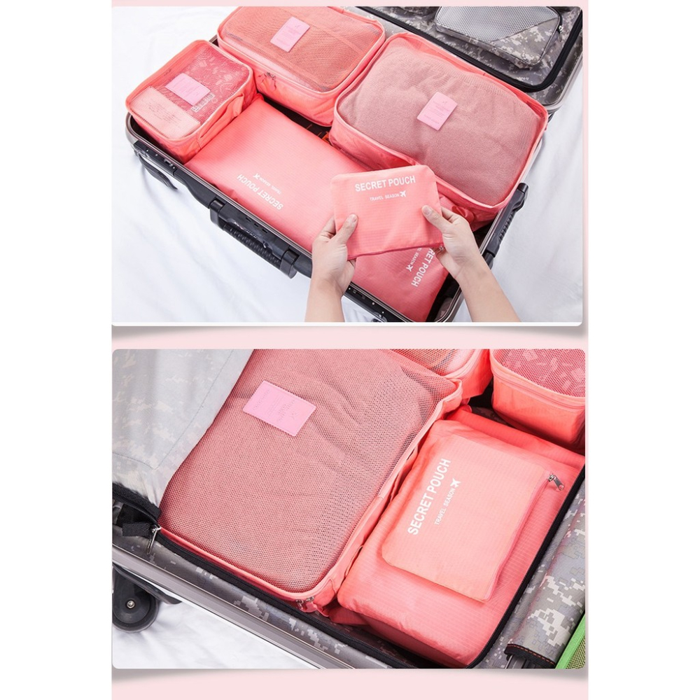 CY.Ж 降 收納包 收納袋 旅行包 旅行袋 防水 自由行 背包客 出國 包中包.六件套裝組防水環材.加大加厚-細節圖4