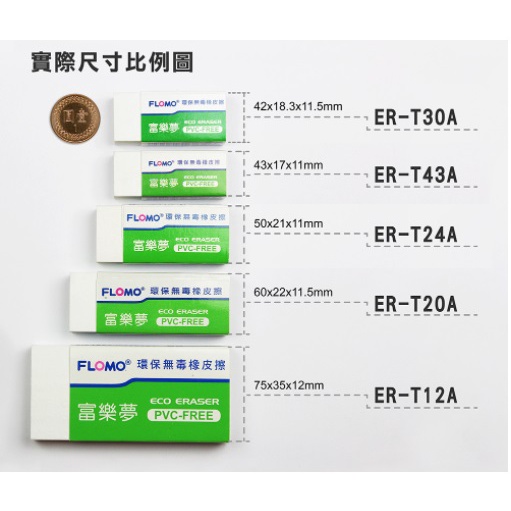 FN.【富樂夢】環保橡皮擦 白色標準型 學生最愛 台灣製無塑化劑ER-T30A  ER-T24A  ER-T43A-細節圖2