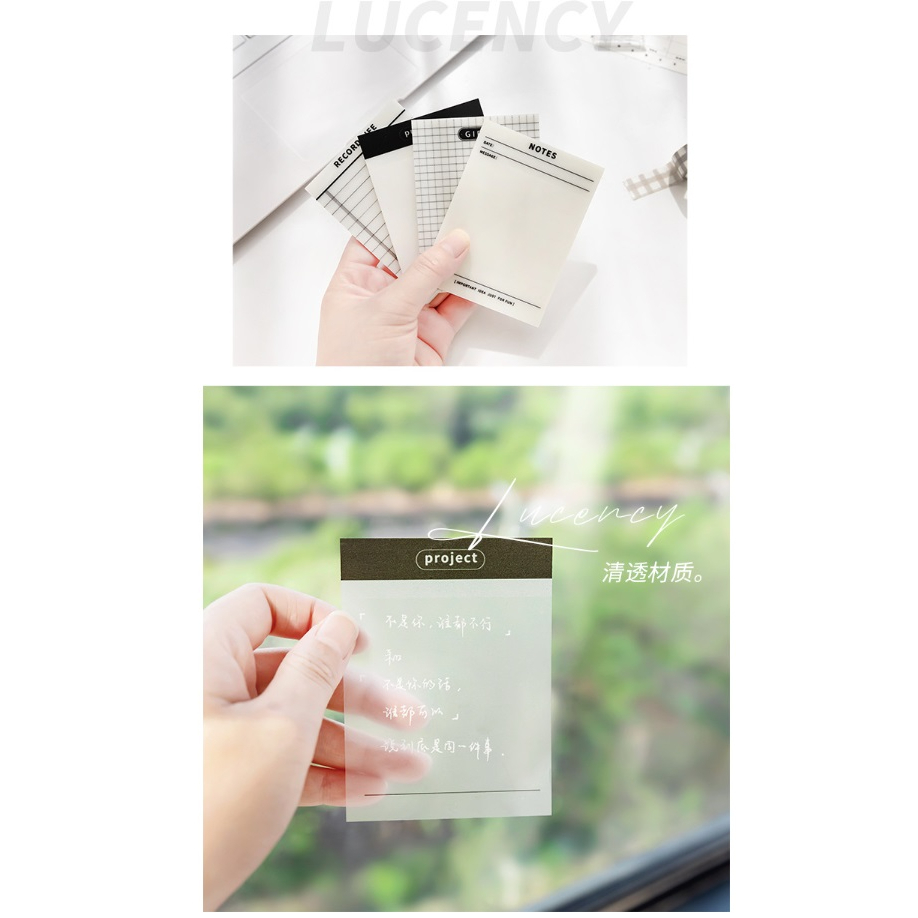 CY.INS簡約透明便利貼、N次貼、可黏貼防水計劃本、記事留言便籤紙-細節圖2