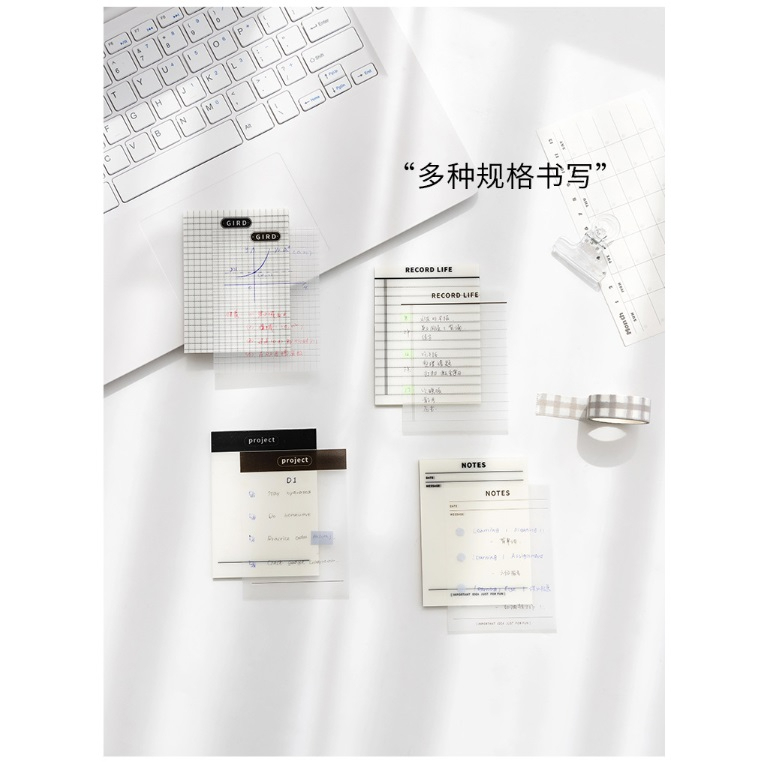 CY.INS簡約透明便利貼、N次貼、可黏貼防水計劃本、記事留言便籤紙-細節圖3