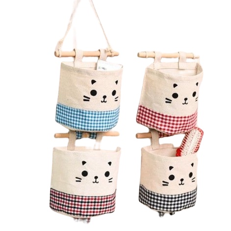 HY.Ж QQ卡通布藝棉麻自由組合小掛袋.門後收納袋.收納籃.衣櫃衣物小物收納籃.置物籃.收納盒◇-細節圖5