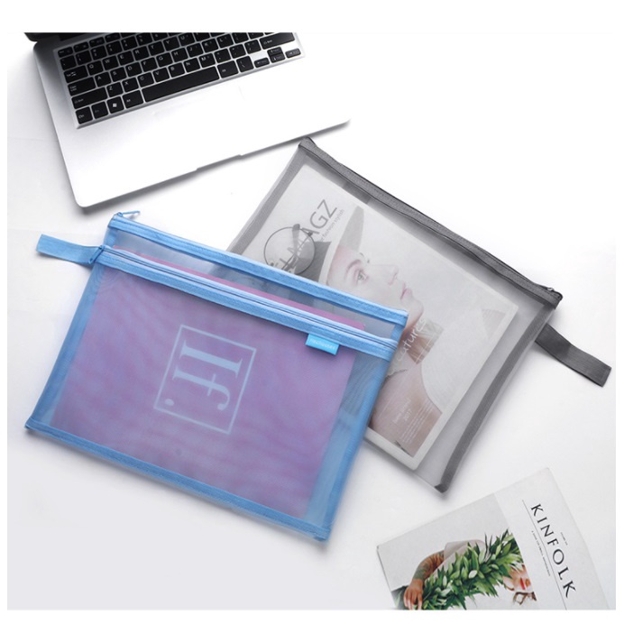 CY.A4雙層簡約透明網紗拉鍊文件袋、資料袋、文具收納袋-細節圖9