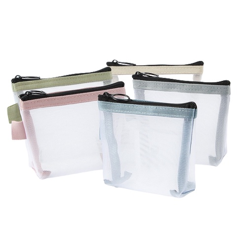 GY.莫蘭迪色系簡約尼龍加厚立體三角網紗零錢包、透明收納包、鑰匙包、卡片包-細節圖9