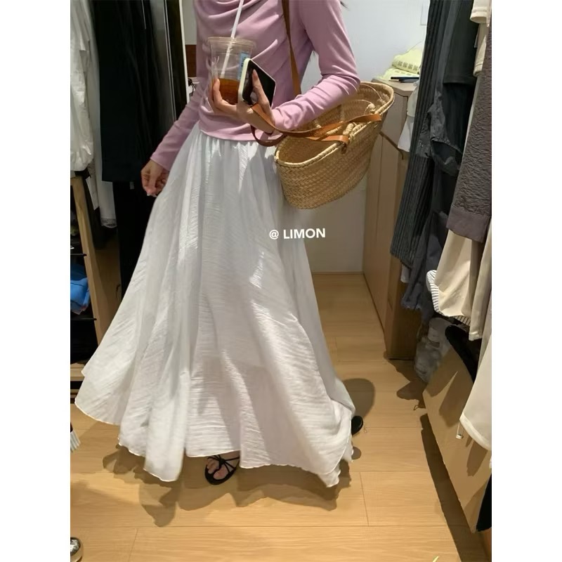 𝙍𝙪𝙡𝙖🎀 韓系 現貨 The Lemon爆款絕美仙氣 氣質美人鬆緊帶不規則剪裁長裙*4色 835849-細節圖2