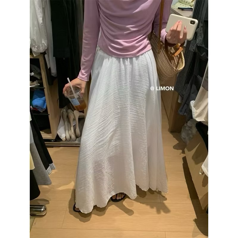 𝙍𝙪𝙡𝙖🎀 韓系 現貨 The Lemon爆款絕美仙氣 氣質美人鬆緊帶不規則剪裁長裙*4色 835849-細節圖3