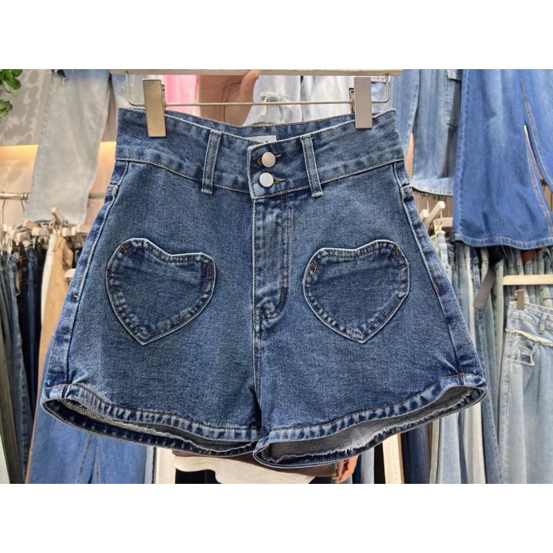 𝑹𝒖𝒍𝒂🎀  正韓 FSY 愛心口袋高腰牛仔短褲6693-細節圖2