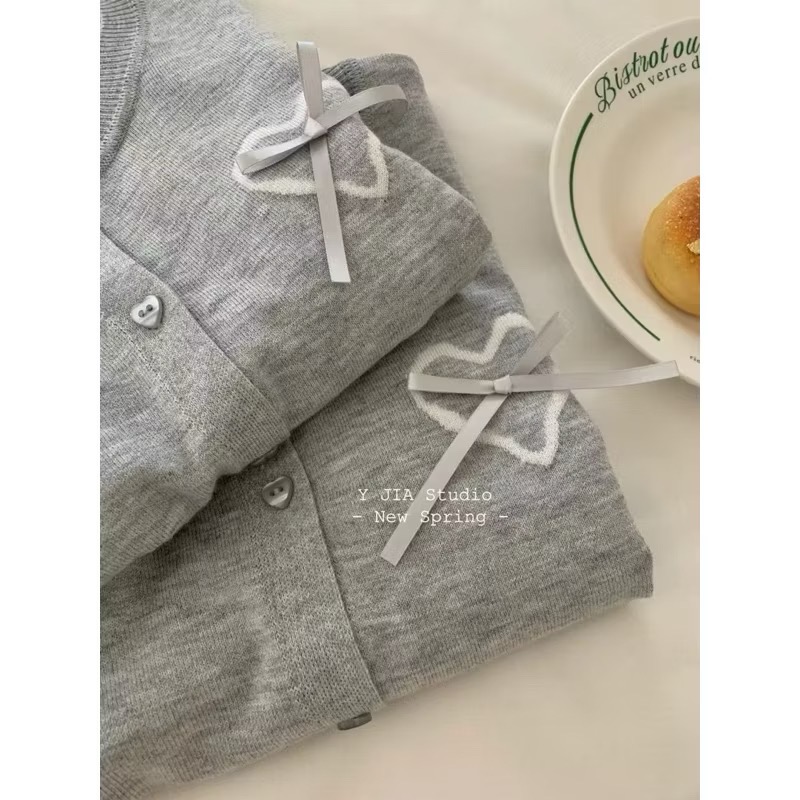 𝙍𝙪𝙡𝙖🎀韓系 現貨 甜美蝴蝶結針織衫+氣質吊帶洋裝套裝330399-細節圖4