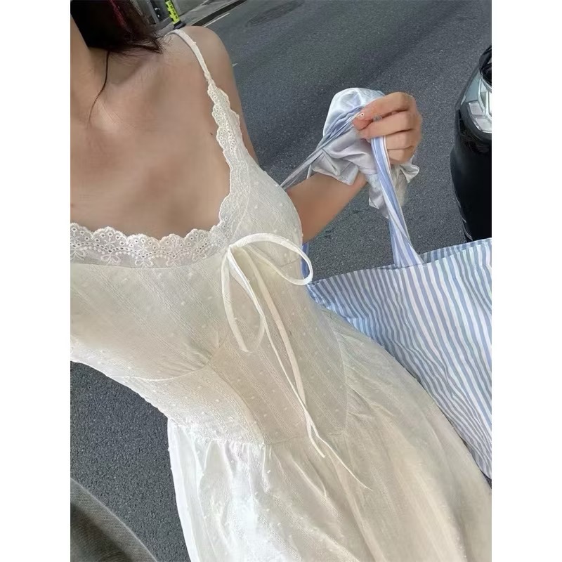 𝙍𝙪𝙡𝙖🎀韓系 現貨 甜美蝴蝶結針織衫+氣質吊帶洋裝套裝330399-細節圖6