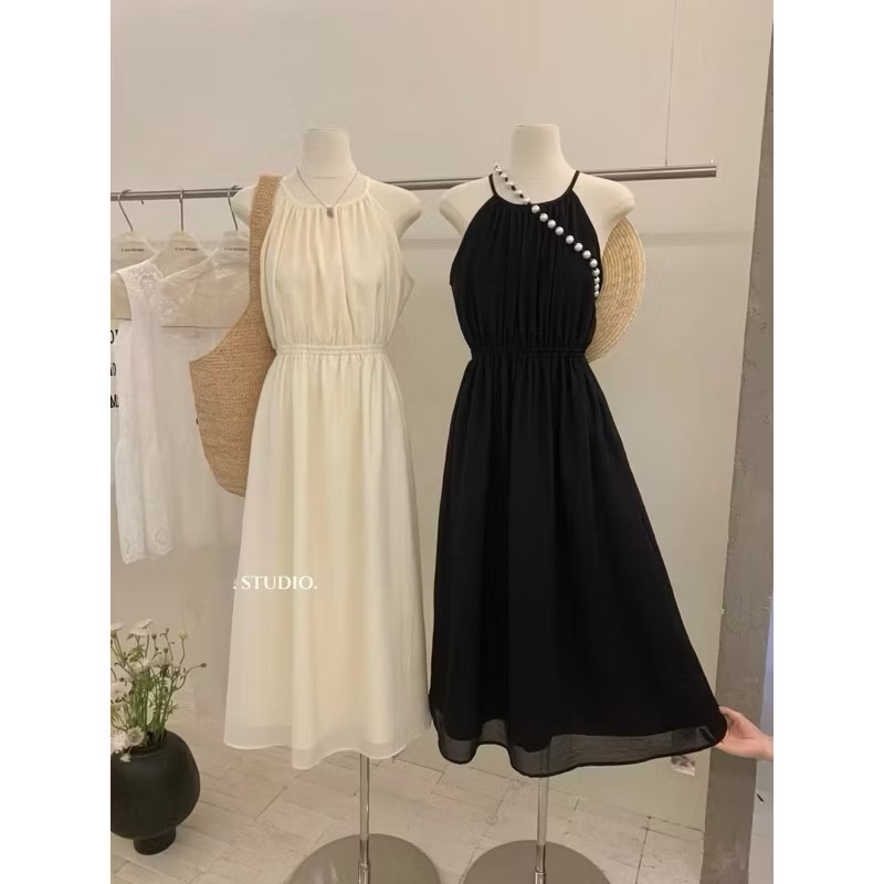 𝙍𝙪𝙡𝙖🎀 韓系 現貨 氣質女神風削肩收腰露腰洋裝*2色677769-細節圖4