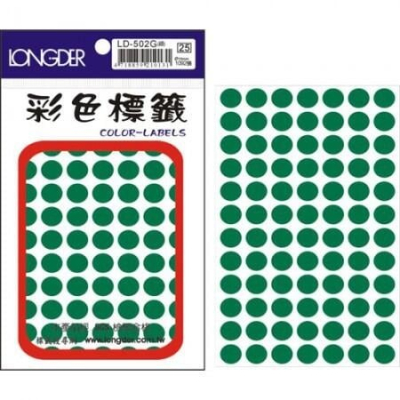 [大塊文具含發票] 龍德 LD-502 彩色圓點標籤10mm (1092張/包) 內有多色