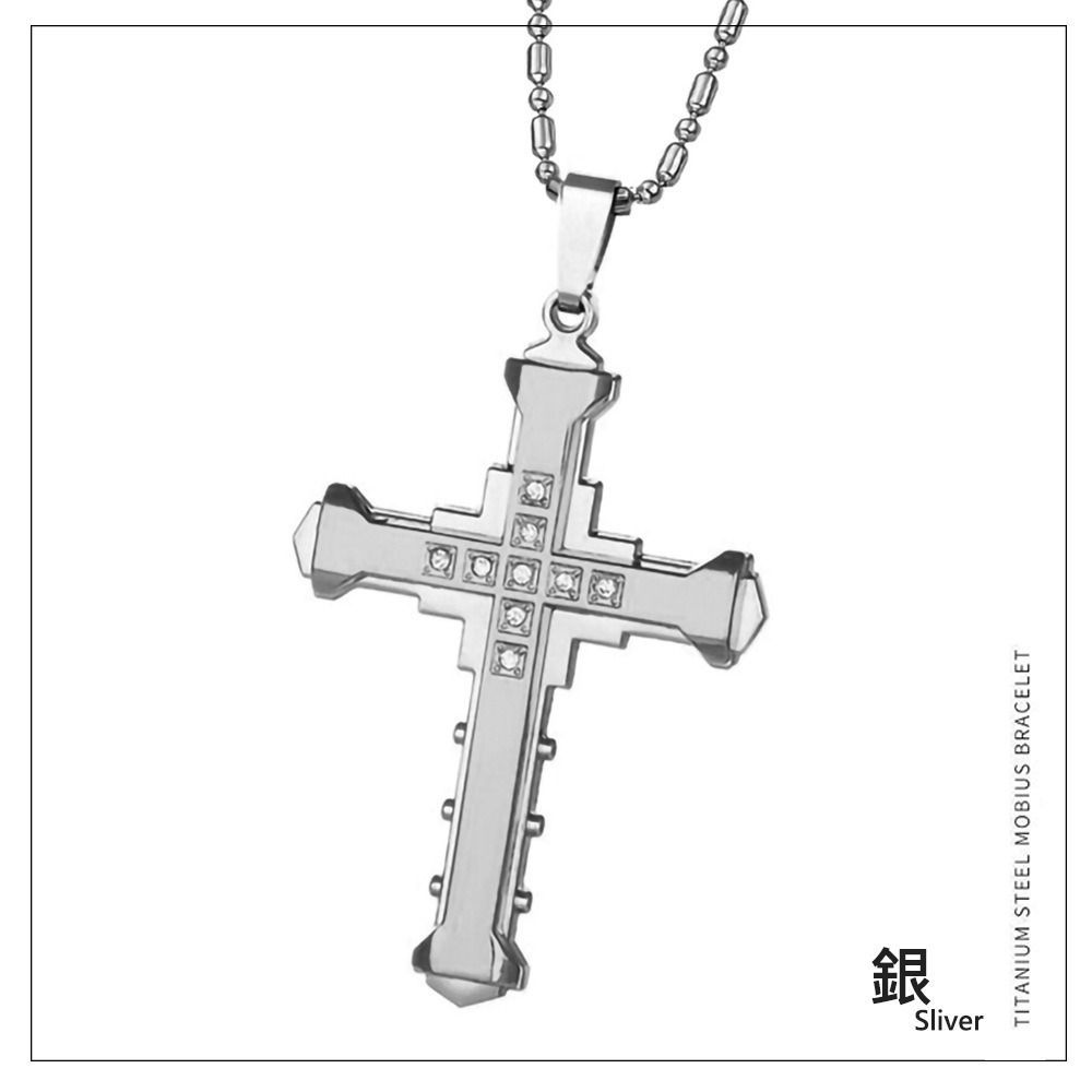 【OBIYUAN】項鍊 送收納盒 雙層 騎士 十字架 鈦鋼 禮物 飾品 2色【SR258】-細節圖5