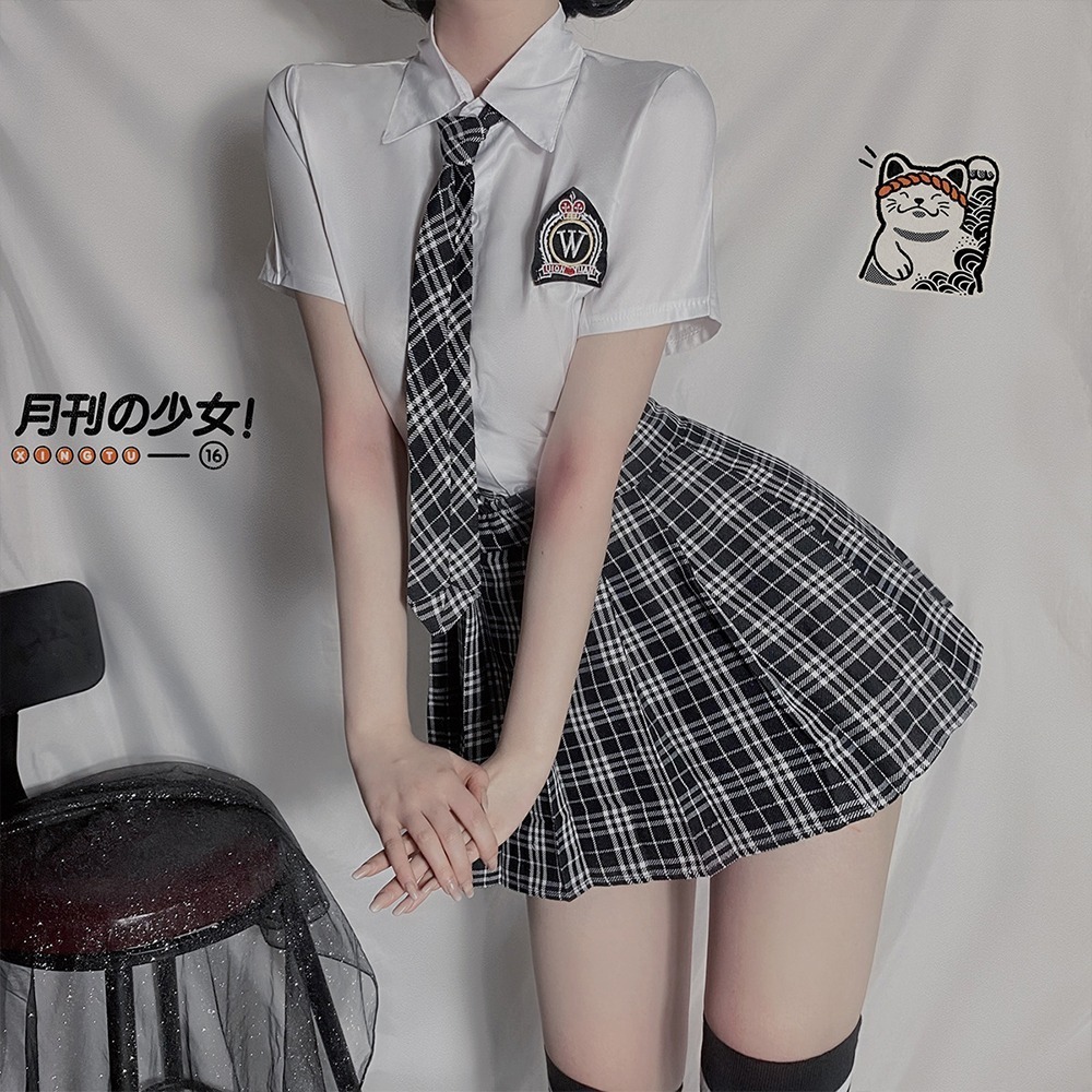 【OBIYUAN】制服 學院風 大全配 格子裙 襯衫 領帶 絲襪 衣服 情趣用品【SE9044】-細節圖3