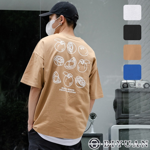 【OBIYUAN】短t 韓國 水果 細絨 短袖 t恤 上衣 衣服 4色【GJ5237】